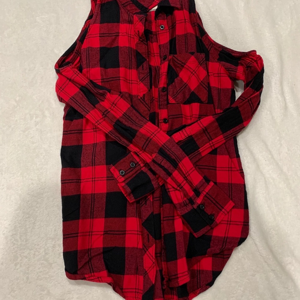 Red/black flannel Arizona jeans